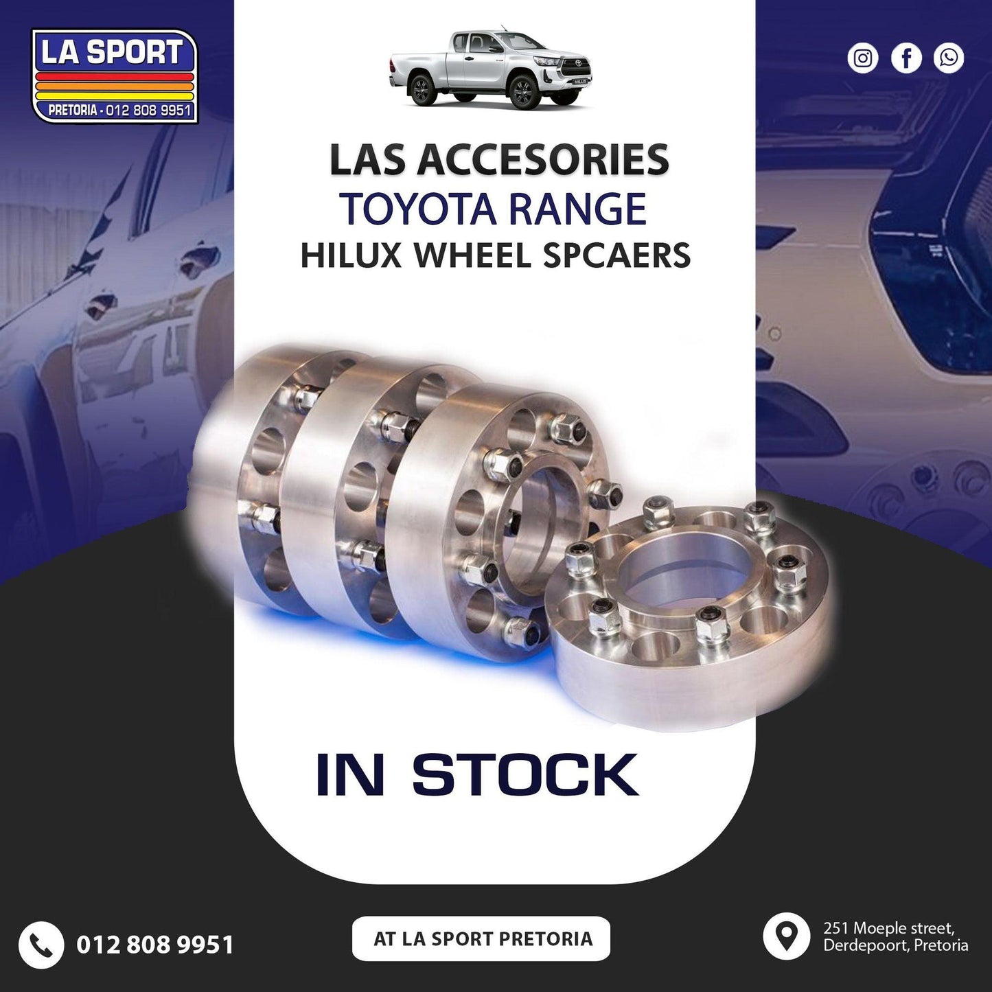 LAS Hilux Wheel Spacers (Spigot Fit for OE Rims) – Set of 4 | LA Sport Pretoria - LA Sport Pretoria